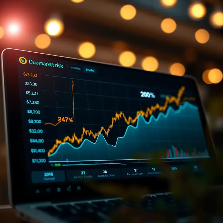 Graph illustrating investment growth and risk assessment on Duo Markets platform