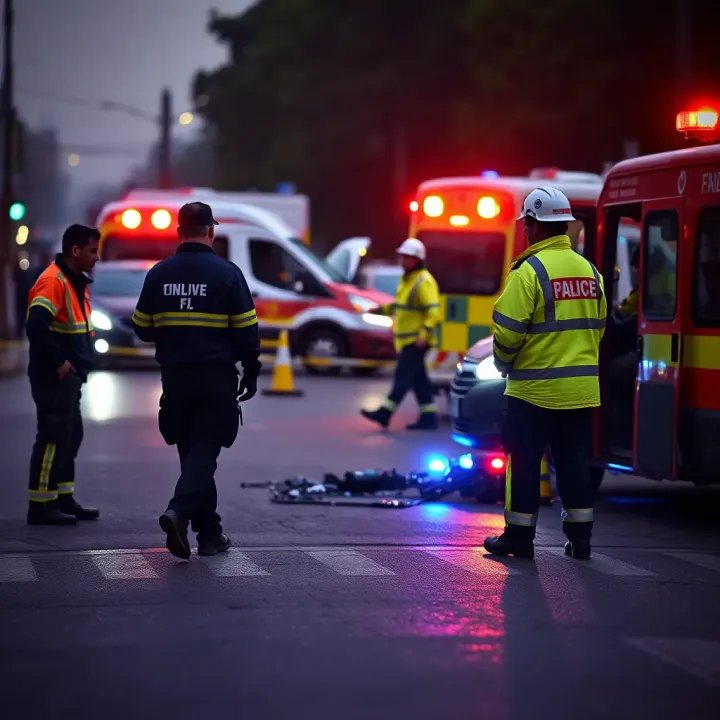 Emergency responders managing the scene and implementing safety protocols after an accident