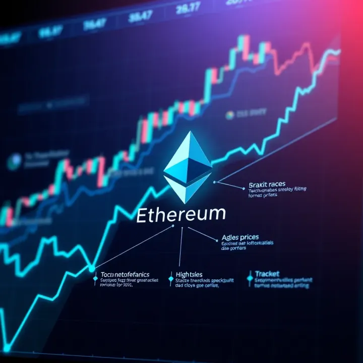 Graph showing Ethereum price trends with key technological and market factors highlighted
