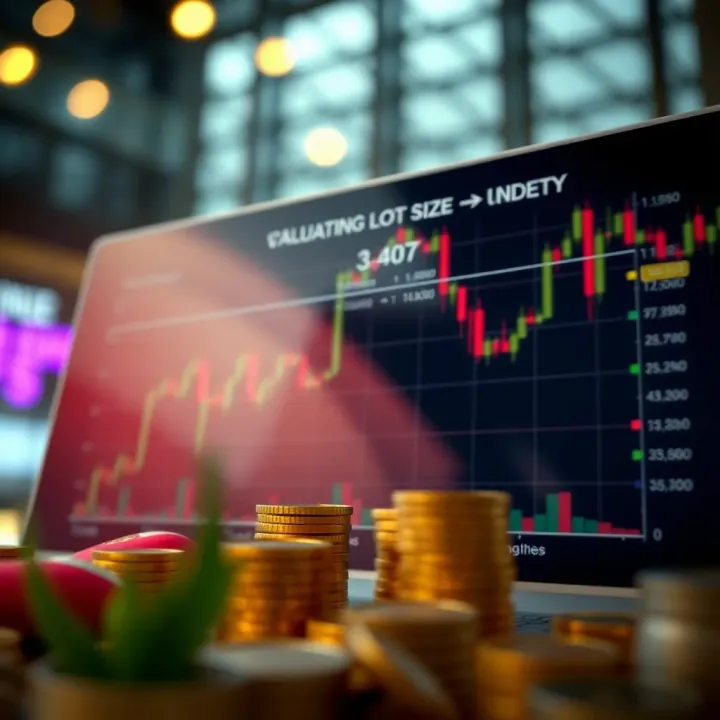 Key Factors Influencing Lot Size in Index Trading Chart showing factors influencing lot size calculation such as volatility, account balance, and risk percentage