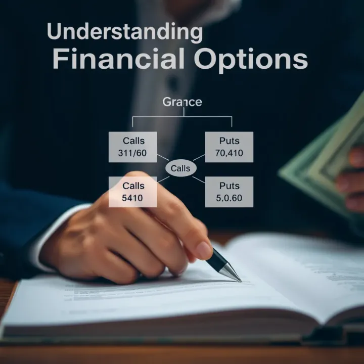 Diagram illustrating the basic functioning of financial options including calls and puts