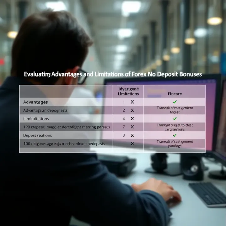 Graphic showing comparison of advantages and limitations of Forex no deposit bonuses