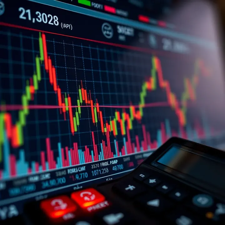 Graph showing risk management and profit optimization in Forex trading with calculator tool visible