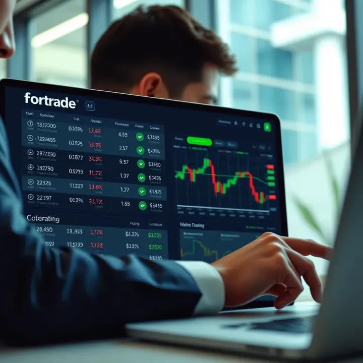 Secure Access and Cost Overview for Fortrade Traders in Colombia Secure online trading interface highlighting deposits, costs, and user protection