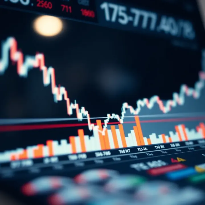 Graph showing financial market trends with upward and downward movements