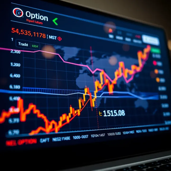 Graph showing financial market trends and investment growth on a digital trading platform
