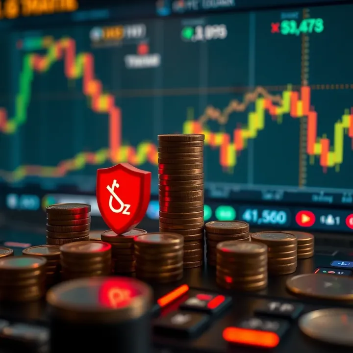 Graphical representation of investment growth with secure trading elements in Colombia's financial market