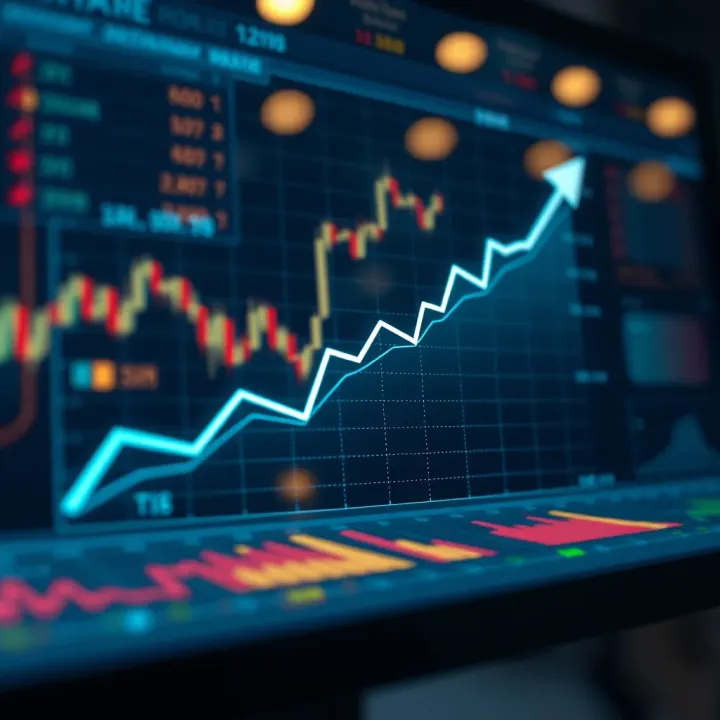 Strategic Growth Visualization with iOption Investment Tools Graph illustrating growth potential through strategic options trading using iOption tools