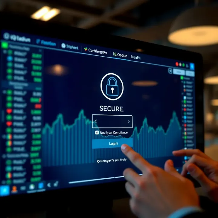 Security and Legal Compliance Features for IQ Option in Colombia Secure login screen emphasizing safety and legal compliance for trading in Colombia