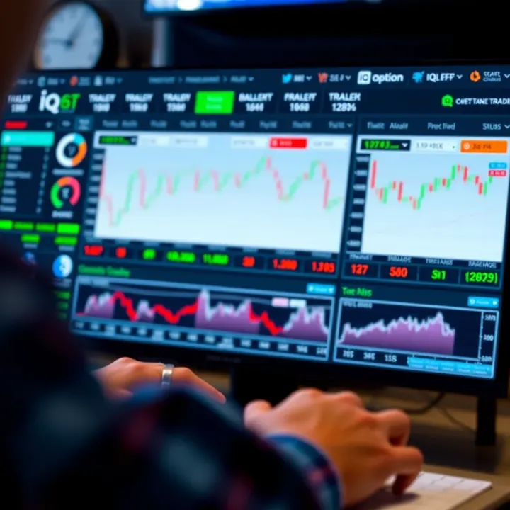 Overview of IQ Option Trading Interface with Market Instruments Dashboard view of IQ Option trading platform showing various financial instruments and charts