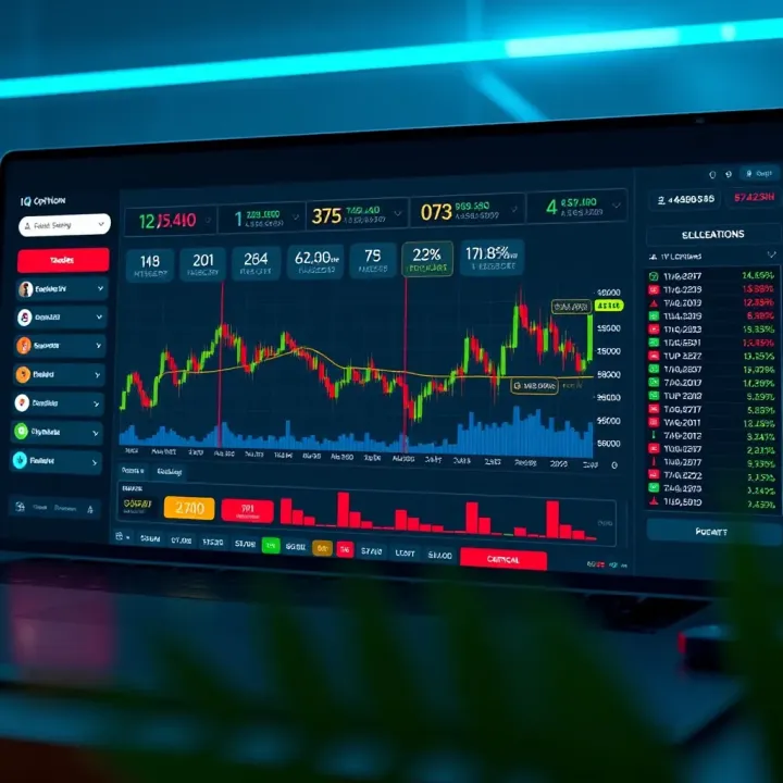 Trading dashboard showing advanced tools and features available to VIP users on IQ Option