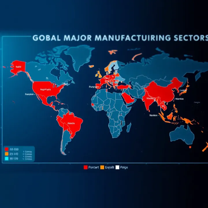 Global map highlighting key manufacturing sectors and regions of operation