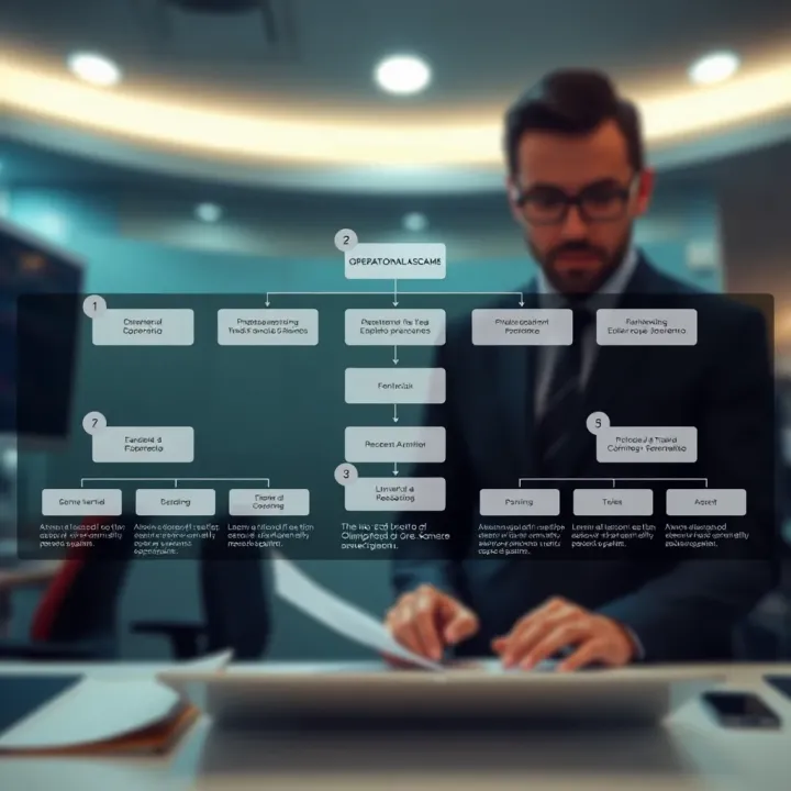 Diagram illustrating the operational flow of the Olimpus Scam fraud scheme
