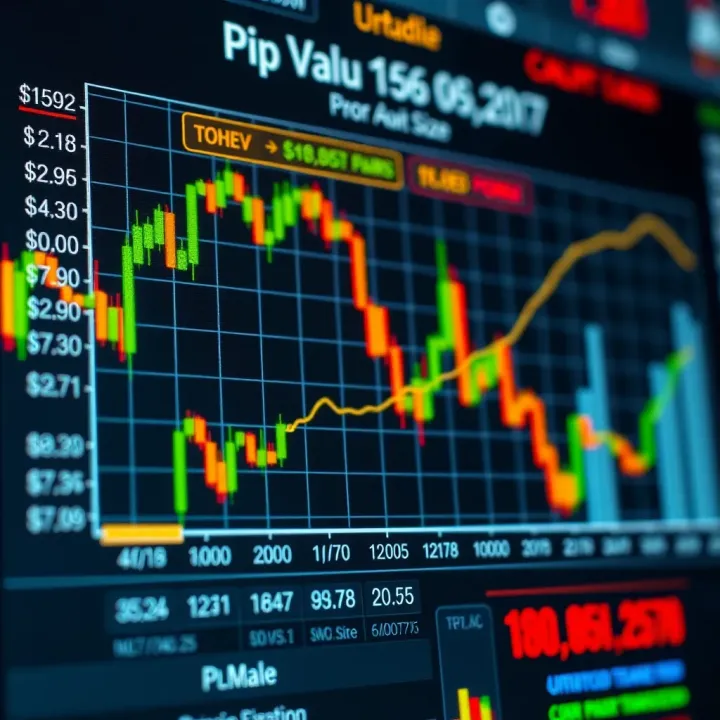 Chart displaying how pip value varies with currency pairs and trade size