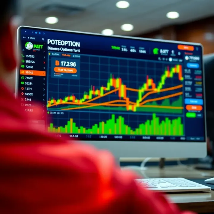 User interface displaying binary options trading charts and tools on PoketOption platform