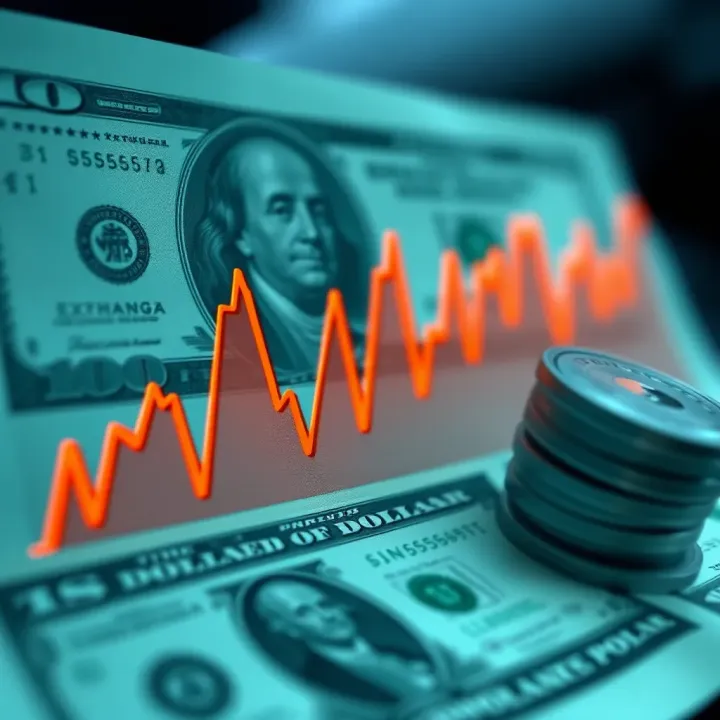 Graph showing exchange rate fluctuations between US dollar and Colombian peso over time