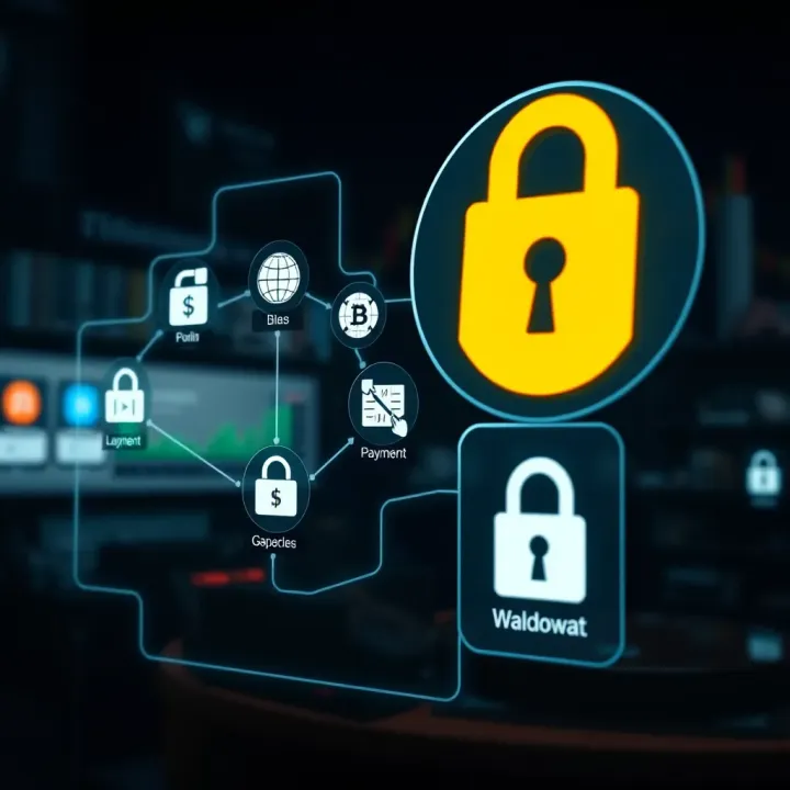 Illustration of digital payment methods and security icons for Quotex broker