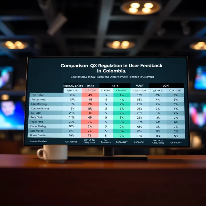 Comparison of QX Broker's Regulation and User Feedback in Colombia Comparison chart illustrating regulatory status and user reviews of financial brokers in Colombia