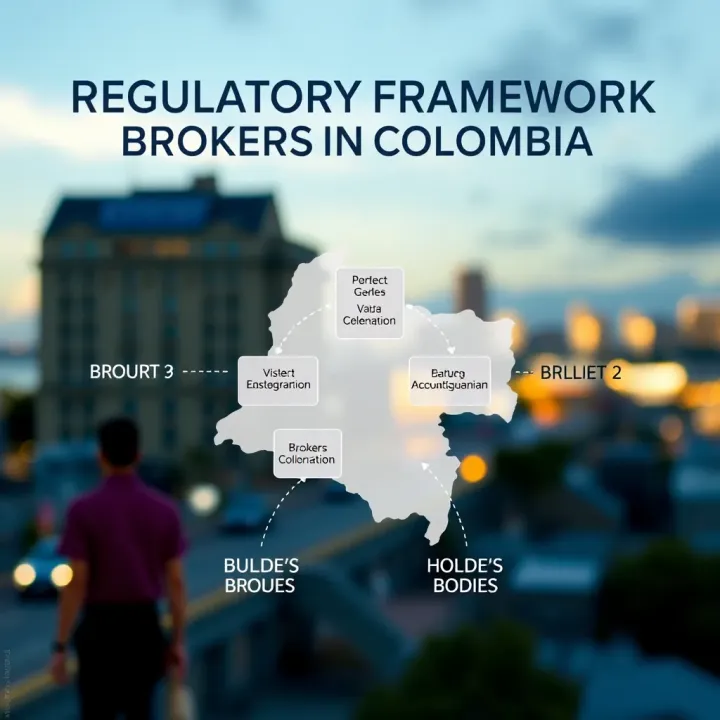 Diagram illustrating the regulatory framework for brokers in Colombia highlighting key regulatory bodies