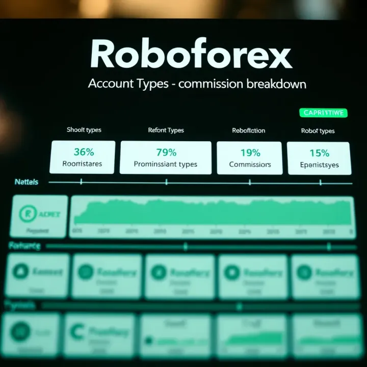 Graphical representation of account types and commission structure for Roboforex users in Colombia