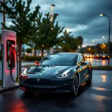 Electric vehicle charging station representing Tesla's innovation in automotive technology