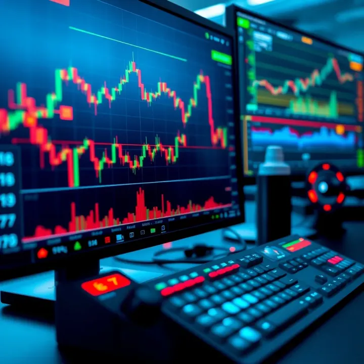 Graph showing automated trading system analyzing market data on a computer screen