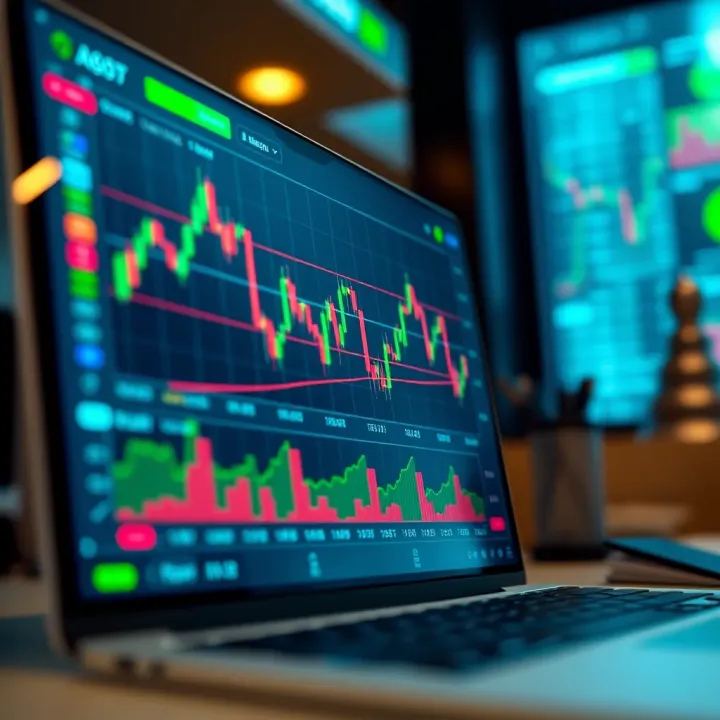 Screenshot showing a trading platform interface with graphs and market indicators tailored for Colombian users