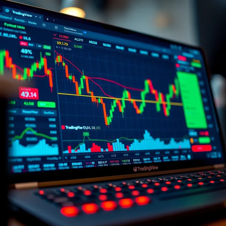 Interactive financial charts and market analysis tools on a TradingView platform interface