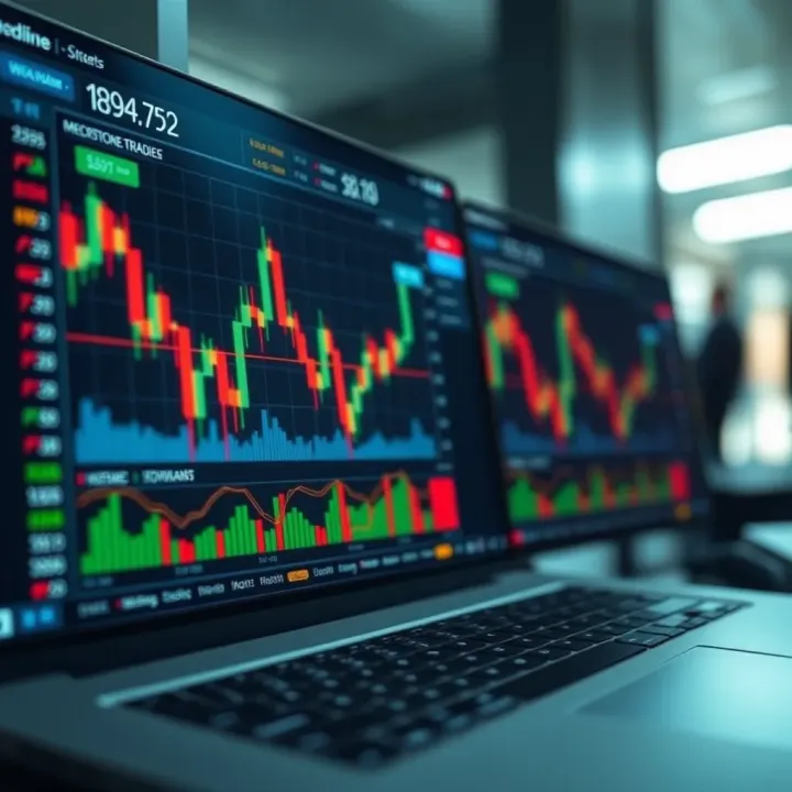 Overview of a user-friendly web trading platform interface showing financial charts and market data