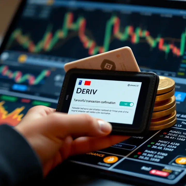 Illustration of a digital wallet with successful transaction confirmation between trading platforms